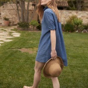Frank & Eileen Hunter Dress in Textured Blue Linen
